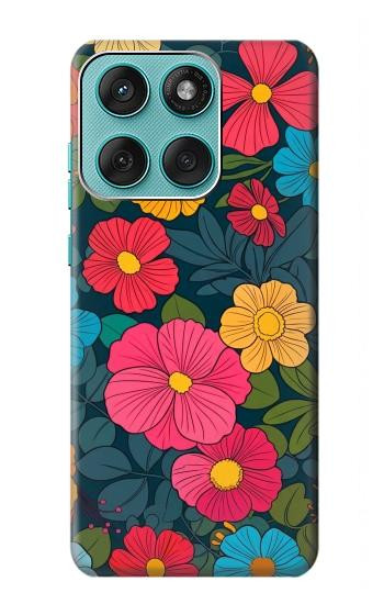 S4105 Vibrant Colorful Floral Pattern Hülle Schutzhülle Taschen für Motorola Edge 60 Fusion