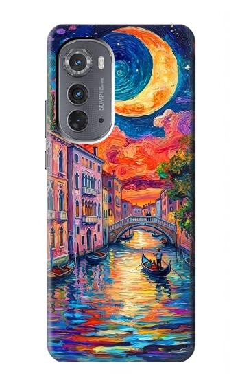 S4083 Colorful Painting Moonlit Venice City Hülle Schutzhülle Taschen für Motorola Edge (2022)