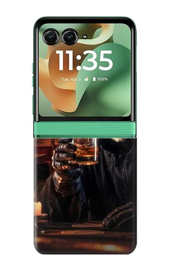 S4102 Vintage Skull Tavern Artwork Hülle Schutzhülle Taschen für Motorola Razr 70+,60+, Razr+ (2026, 2025, 2024)