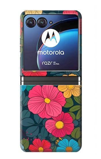 S4105 Vibrant Colorful Floral Pattern Hülle Schutzhülle Taschen für Motorola Razr 40 Ultra