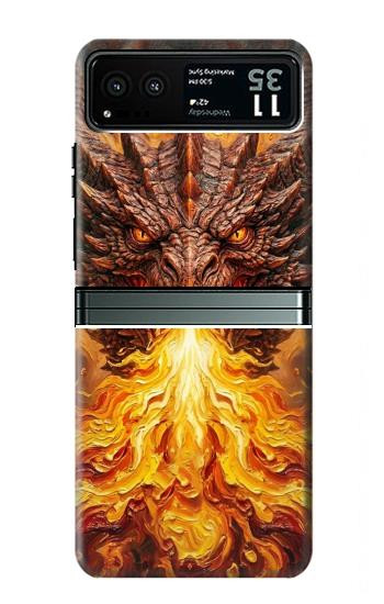 S4090 Epic Fire Dragon Fantasy Illustration Hülle Schutzhülle Taschen für Motorola Razr 40
