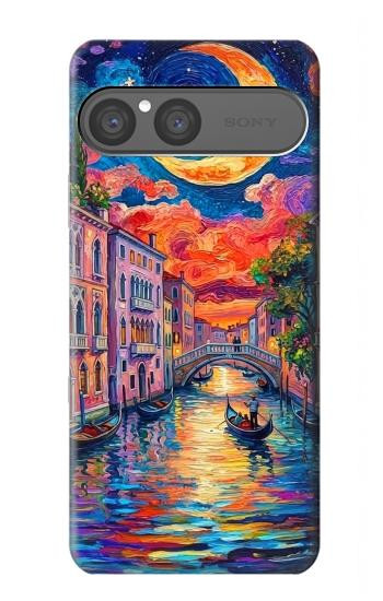 S4083 Colorful Painting Moonlit Venice City Hülle Schutzhülle Taschen für Sony Xperia 10 VII
