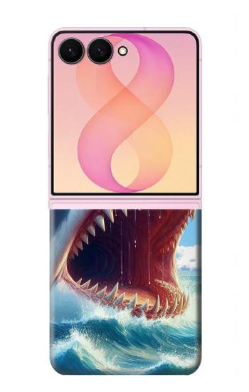 S4004 Oil Color Painting Giant Shark Hülle Schutzhülle Taschen für Samsung Galaxy Z Flip 8