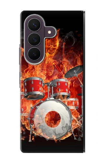 S1431 Skull Drum Fire Rock Hülle Schutzhülle Taschen für Samsung Galaxy Z Fold 8 Ultra