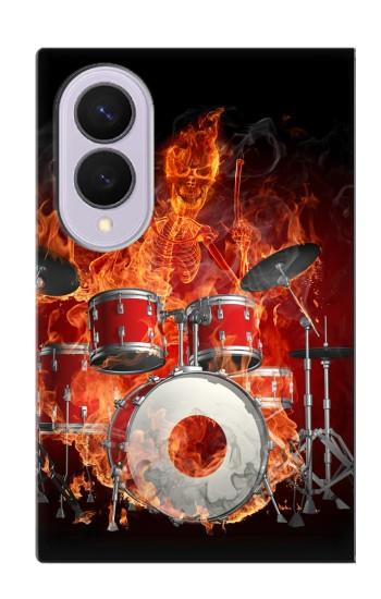 S1431 Skull Drum Fire Rock Hülle Schutzhülle Taschen für Samsung Galaxy Z Fold 8