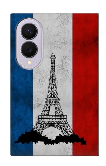 S2859 Vintage France Flag Eiffel Tower Hülle Schutzhülle Taschen für Samsung Galaxy Z Fold 8
