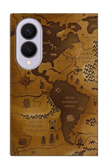 S2861 Antique World Map Hülle Schutzhülle Taschen für Samsung Galaxy Z Fold 8