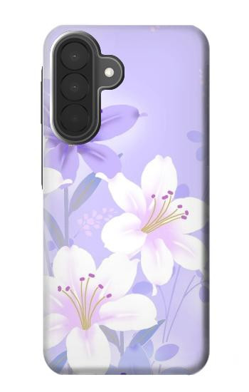 S2361 Purple White Flowers Hülle Schutzhülle Taschen für Samsung Galaxy A27