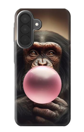 S3973 Chimpanzee Blowing Pink Bubblegum Hülle Schutzhülle Taschen für Samsung Galaxy A27