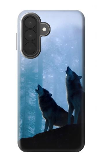 S4053 Two Wolves Couple Howling Forest Hülle Schutzhülle Taschen für Samsung Galaxy A27