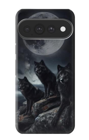 S3970 Black Wolf Full Moon Hülle Schutzhülle Taschen für Google Pixel 11 Pro XL