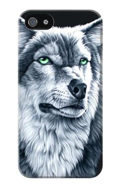 S0123 Grim White Wolf Hülle Schutzhülle Taschen für iPhone 5 5S SE