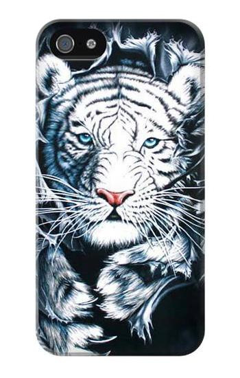 S0265 White Tiger Hülle Schutzhülle Taschen für iPhone 5 5S SE