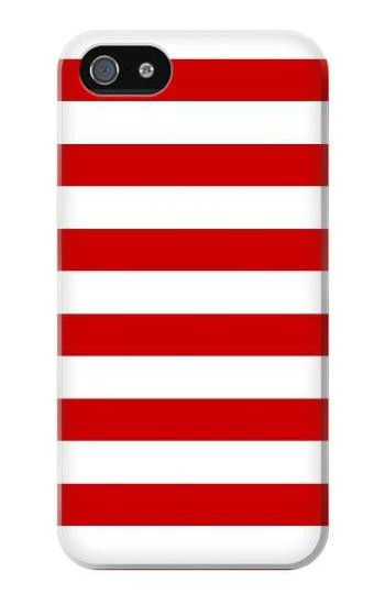 S2364 Red and White Striped Hülle Schutzhülle Taschen für iPhone 5 5S SE