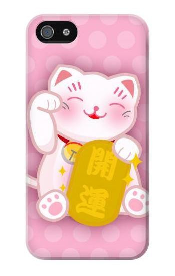 S3025 Pink Maneki Neko Lucky Cat Hülle Schutzhülle Taschen für iPhone 5 5S SE