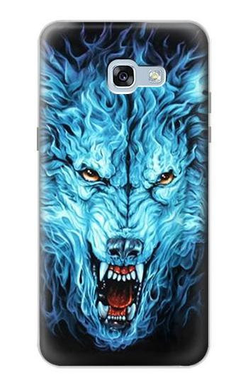 S0752 Blue Fire Grim Wolf Hülle Schutzhülle Taschen für Samsung Galaxy A5 (2017)