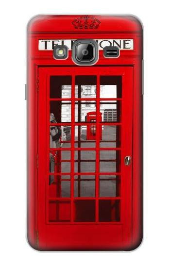 S0058 British Red Telephone Box Hülle Schutzhülle Taschen für Samsung Galaxy J3 (2016)