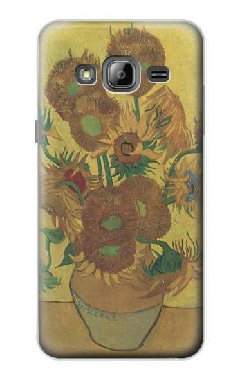 S0214 Van Gogh Vase Fifteen Sunflowers Hülle Schutzhülle Taschen für Samsung Galaxy J3 (2016)