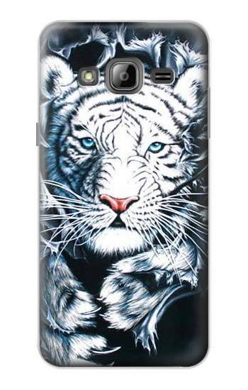 S0265 White Tiger Hülle Schutzhülle Taschen für Samsung Galaxy J3 (2016)