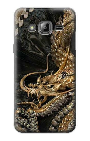 S0426 Gold Dragon Hülle Schutzhülle Taschen für Samsung Galaxy J3 (2016)