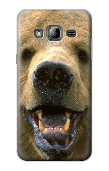 S0840 Grizzly Bear Face Hülle Schutzhülle Taschen für Samsung Galaxy J3 (2016)