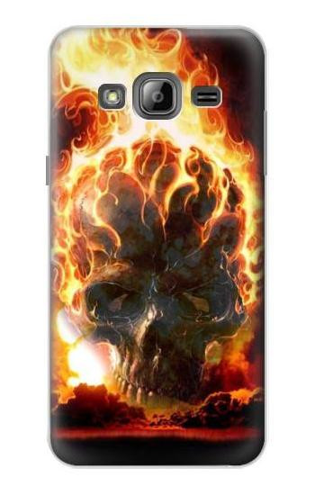 S0863 Hell Fire Skull Hülle Schutzhülle Taschen für Samsung Galaxy J3 (2016)