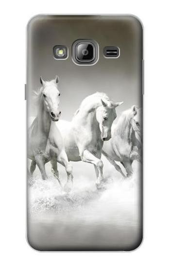 S0933 White Horses Hülle Schutzhülle Taschen für Samsung Galaxy J3 (2016)