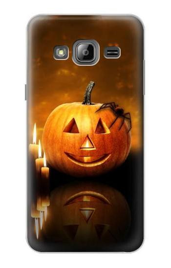 S1083 Pumpkin Spider Candles Halloween Hülle Schutzhülle Taschen für Samsung Galaxy J3 (2016)