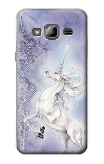 S1134 White Horse Unicorn Hülle Schutzhülle Taschen für Samsung Galaxy J3 (2016)
