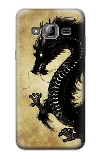 S1482 Black Dragon Painting Hülle Schutzhülle Taschen für Samsung Galaxy J3 (2016)