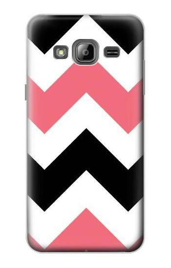 S1849 Pink Black Chevron Zigzag Hülle Schutzhülle Taschen für Samsung Galaxy J3 (2016)