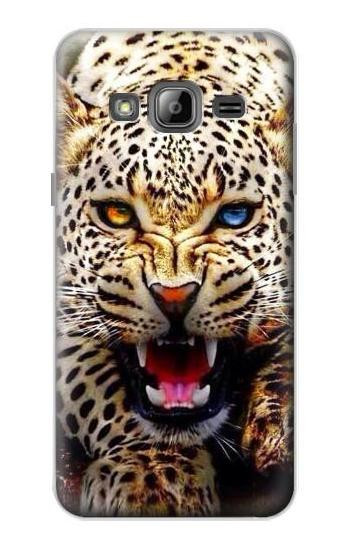 S1932 Blue Eyed Leopard Hülle Schutzhülle Taschen für Samsung Galaxy J3 (2016)