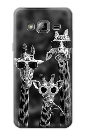 S2327 Giraffes With Sunglasses Hülle Schutzhülle Taschen für Samsung Galaxy J3 (2016)