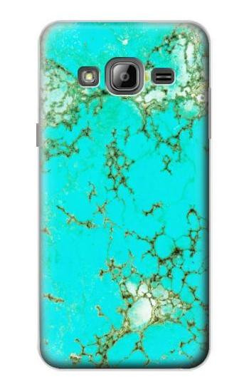 S2377 Turquoise Gemstone Texture Graphic Printed Hülle Schutzhülle Taschen für Samsung Galaxy J3 (2016)