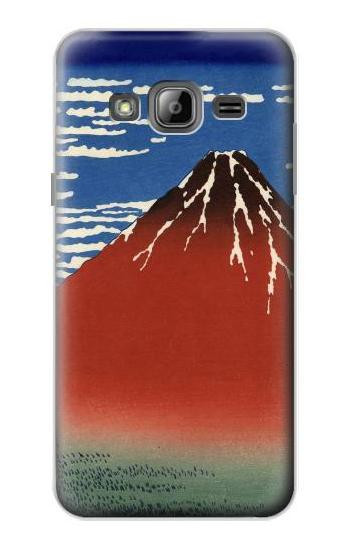 S2390 Katsushika Hokusai Red Fuji Hülle Schutzhülle Taschen für Samsung Galaxy J3 (2016)
