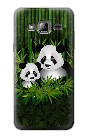 S2441 Panda Family Bamboo Forest Hülle Schutzhülle Taschen für Samsung Galaxy J3 (2016)