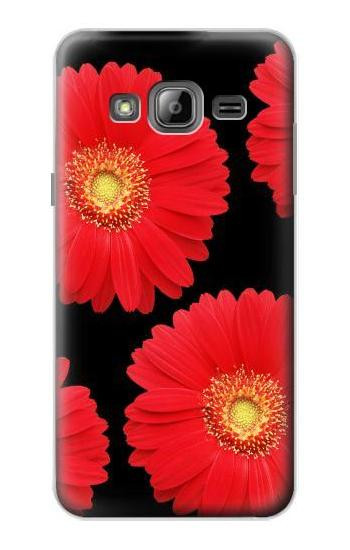 S2478 Red Daisy flower Hülle Schutzhülle Taschen für Samsung Galaxy J3 (2016)