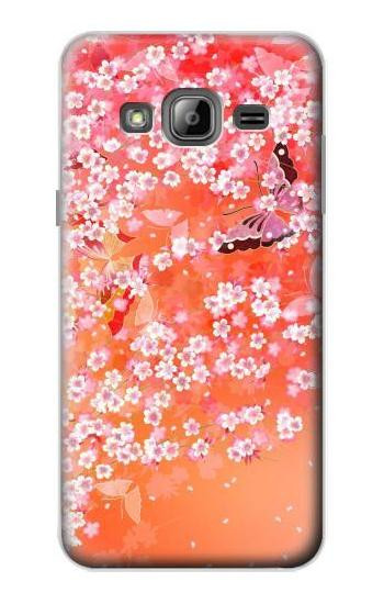 S2543 Japanese Kimono Style Flower Pattern Hülle Schutzhülle Taschen für Samsung Galaxy J3 (2016)