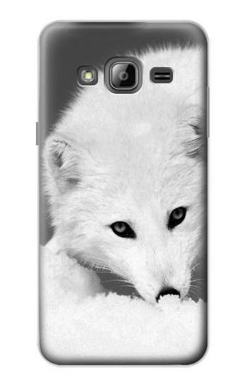 S2569 White Arctic Fox Hülle Schutzhülle Taschen für Samsung Galaxy J3 (2016)