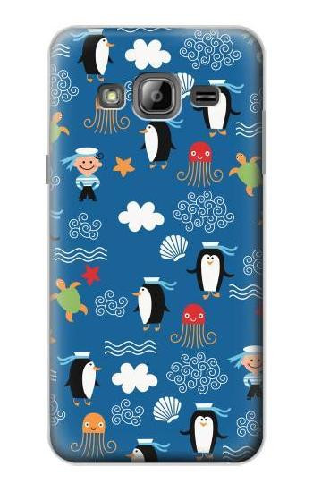 S2572 Marine Penguin Pattern Hülle Schutzhülle Taschen für Samsung Galaxy J3 (2016)