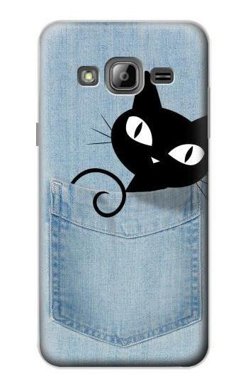 S2641 Pocket Black Cat Hülle Schutzhülle Taschen für Samsung Galaxy J3 (2016)