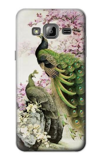 S2773 Peacock Chinese Brush Painting Hülle Schutzhülle Taschen für Samsung Galaxy J3 (2016)