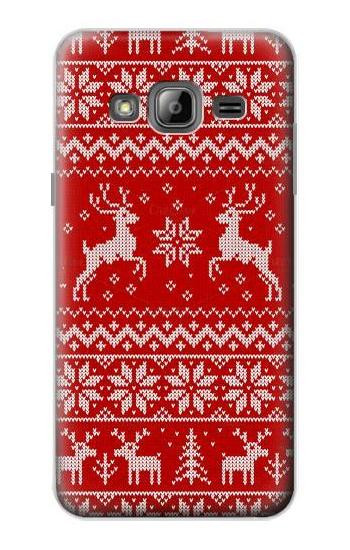 S2835 Christmas Reindeer Knitted Pattern Hülle Schutzhülle Taschen für Samsung Galaxy J3 (2016)