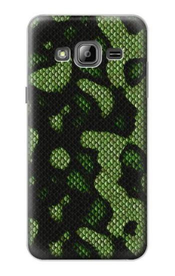 S2877 Green Snake Skin Graphic Printed Hülle Schutzhülle Taschen für Samsung Galaxy J3 (2016)
