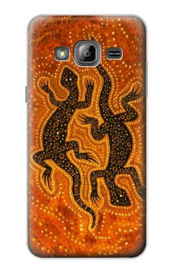 S2901 Lizard Aboriginal Art Hülle Schutzhülle Taschen für Samsung Galaxy J3 (2016)
