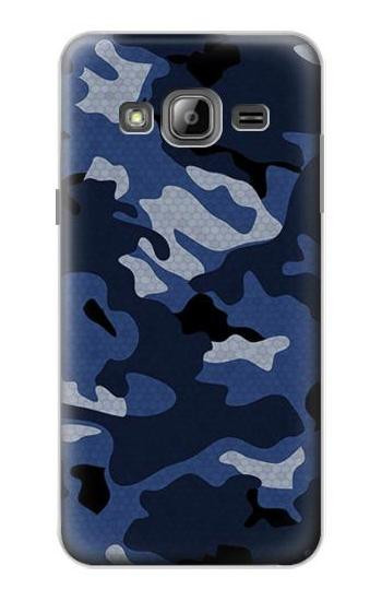 S2959 Navy Blue Camo Camouflage Hülle Schutzhülle Taschen für Samsung Galaxy J3 (2016)