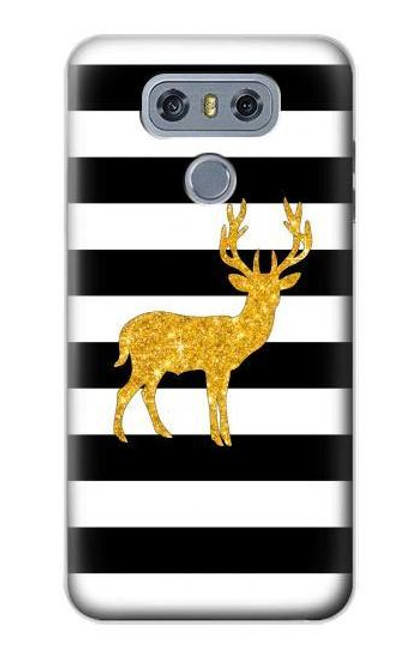 S2794 Black and White Striped Deer Gold Sparkles Hülle Schutzhülle Taschen für LG G6
