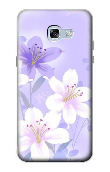 S2361 Purple White Flowers Hülle Schutzhülle Taschen für Samsung Galaxy A5 (2017)