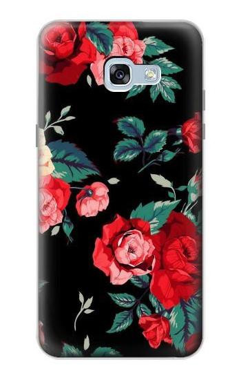 S3112 Rose Floral Pattern Black Hülle Schutzhülle Taschen für Samsung Galaxy A5 (2017)
