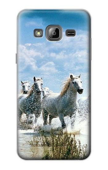 S0250 White Horse Hülle Schutzhülle Taschen für Samsung Galaxy J3 (2016)